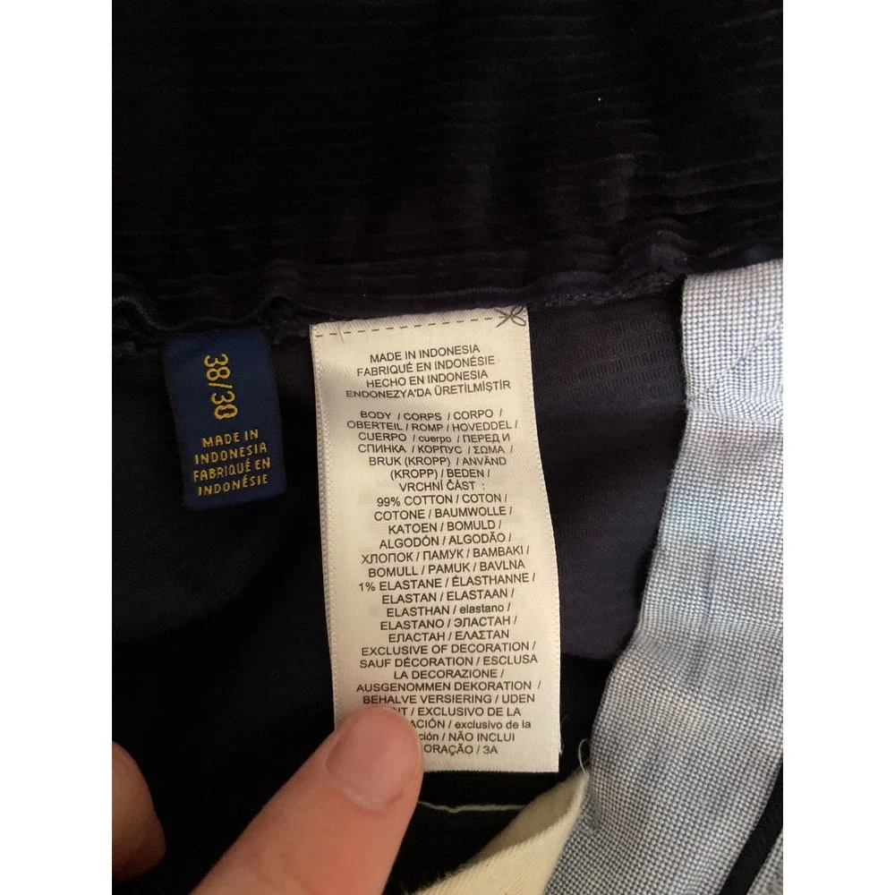 Polo Ralph Lauren Stretch Classic Fit Corduroy Pants Men's 38x30 Navy Blue
